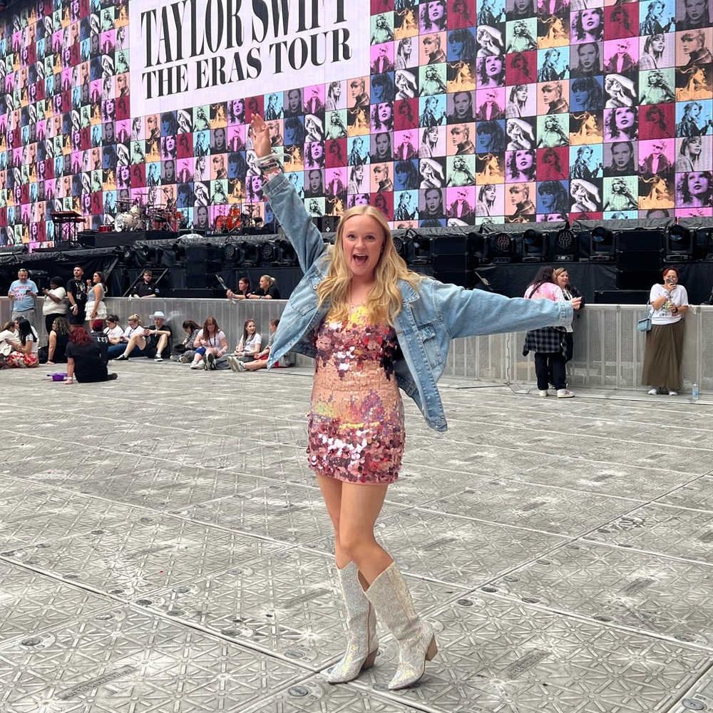 Eras Tour Outfit - 12th Tribe Emmy Pink Disco Sequin Mini Dress